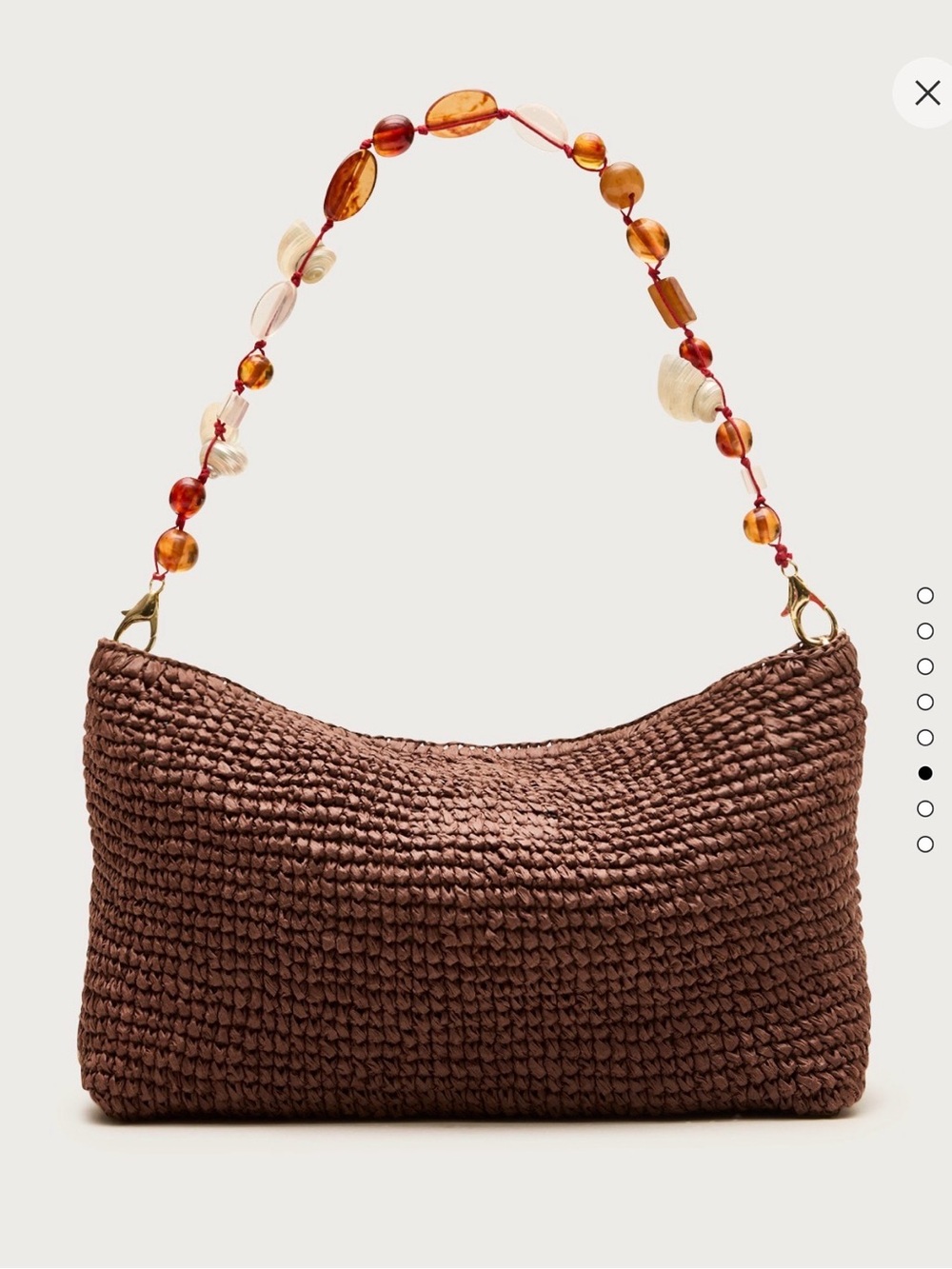 NWT J Crew Woven Beaded & Seashell Handle Shoulder Bag - Brown